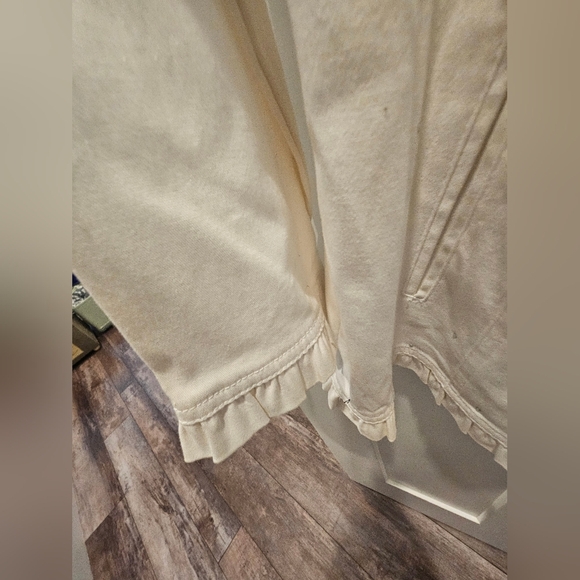 Quacker Factory White Embellished Zip Jacket Large – Rhinestones & Ruffle Trim - Picture 3 of 10